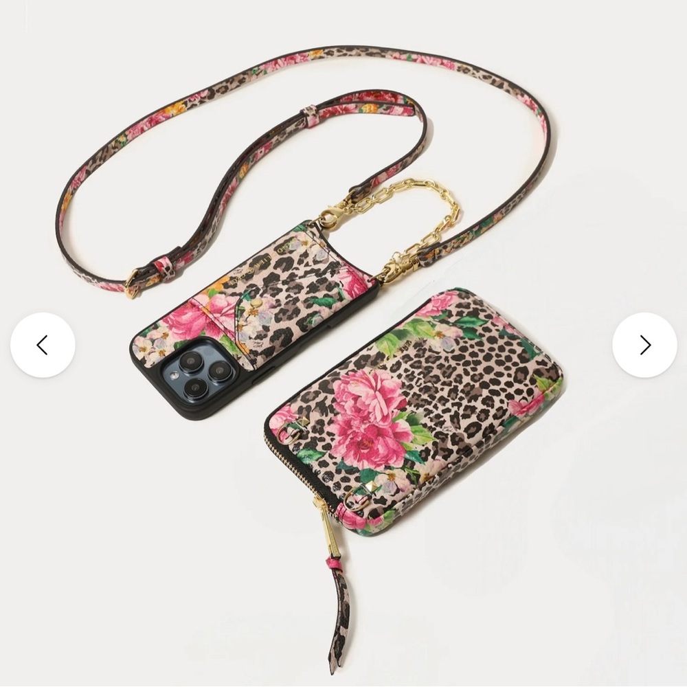Bandolier Leopard and Floral Phone Case with Strap